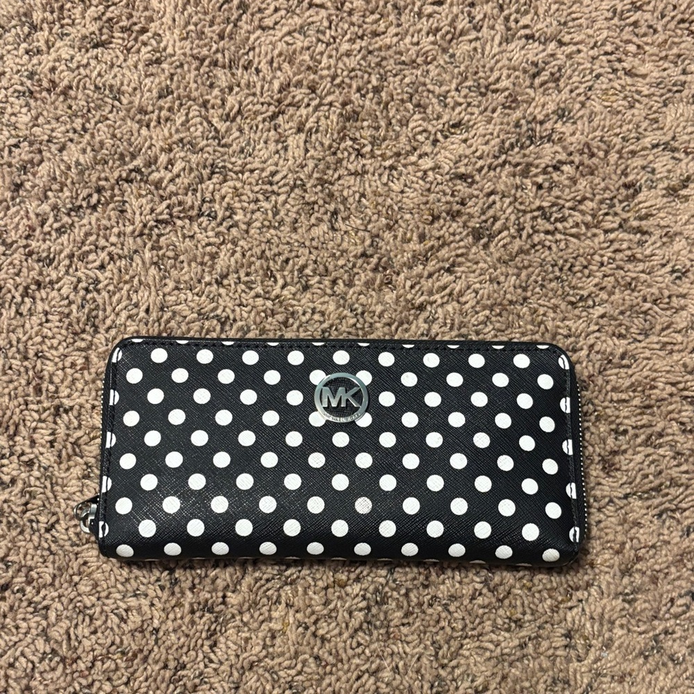 Michael Kors Black and White Dot Wallet